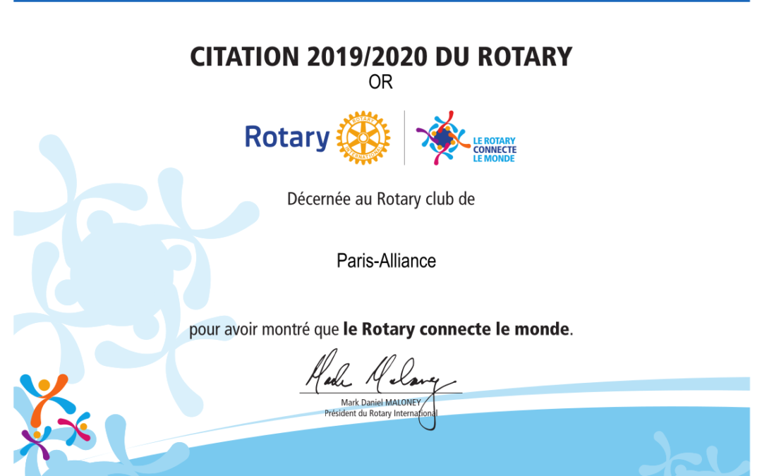 Citation du Rotary 2019/2020