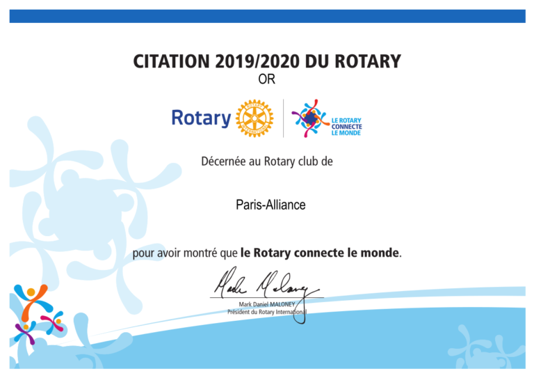 Citation du Rotary 2019/2020