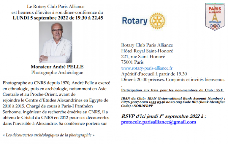 Dîner-conférence du Lundi 5 Septembre 2022