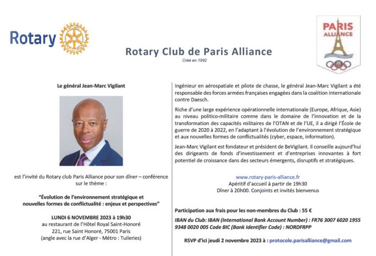 Dîner-conférence du Lundi 6 Novembre 2023