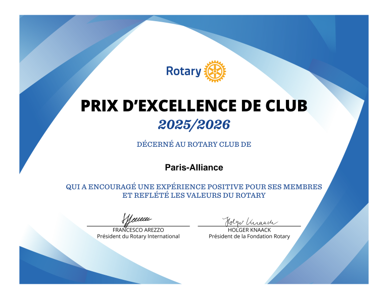 RECOMPENSE PAR LE ROTARY INTERNATIONAL